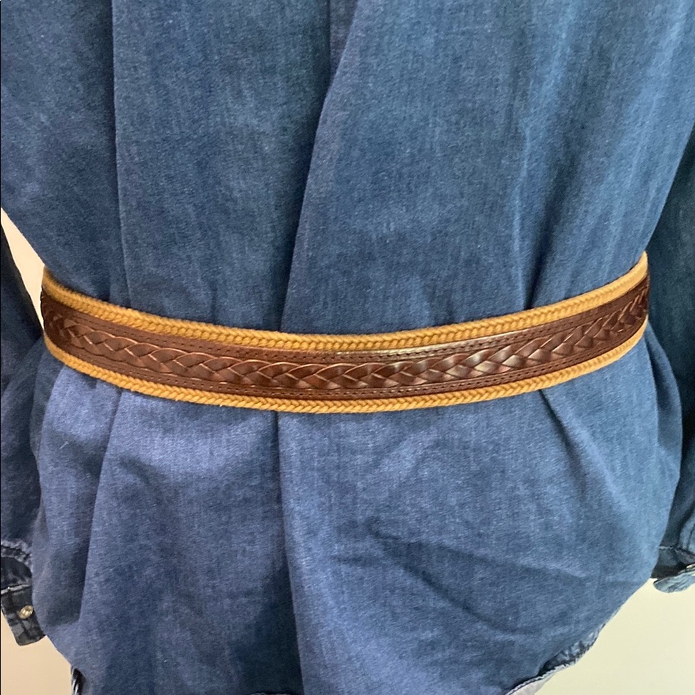 FINALE Brown Braid Leather Belt Made in Italy - Picture 4 of 14